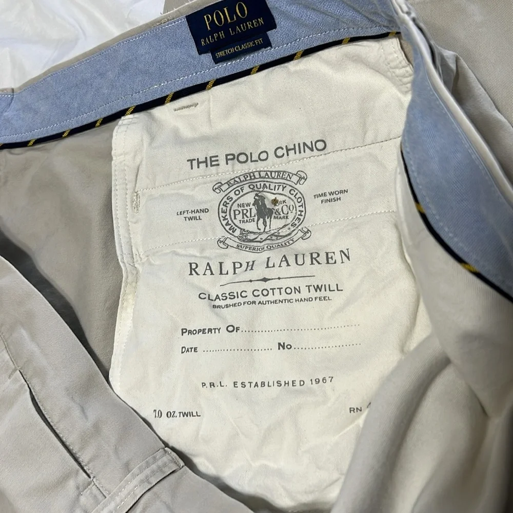 The Polo Chino Ralph Lauren Classic Cotton Twill Khaki Size 50/30